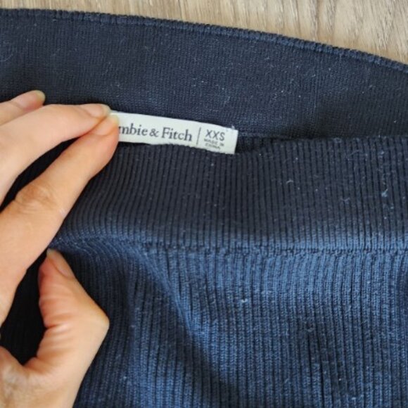 Abercrombie & Fitch Ribbed Midi Skirt Side Slit Black Size XXS - Picture 4 of 4